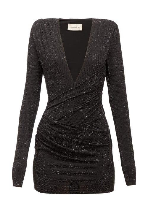 Matchesfashion.com Alexandre Vauthier - Plunge Ruched Mini Dress - Womens - Black