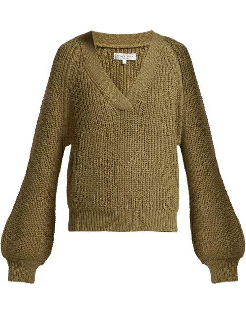 Matchesfashion.com Apiece Apart - Astro Wool Blend V Neck Sweater - Womens - Khaki