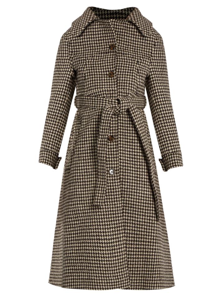 Vetements Hound's-tooth Wool Trench Coat