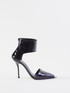 Alexander Mcqueen - Punk 105 Metal-toecap Patent-leather Pumps - Womens - Black Silver