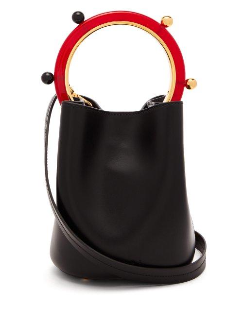 Matchesfashion.com Marni - Pannier Leather Bucket Bag - Womens - Black Multi