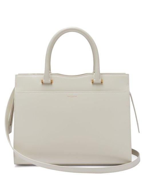Matchesfashion.com Saint Laurent - Uptown Leather Tote - Womens - White