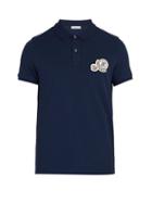 Matchesfashion.com Moncler - Double Logo Cotton Polo Shirt - Mens - Navy