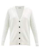 Jil Sander - V-neck Fleece-merino Cardigan - Womens - Light Blue
