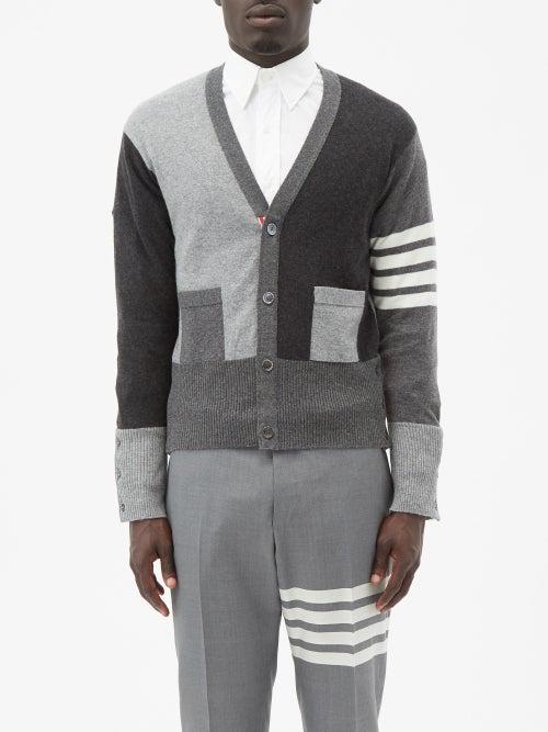 Thom Browne - Four Bar-intarsia Cashmere Cardigan - Mens - Grey