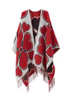 Matchesfashion.com Alexander Mcqueen - Heart-jacquard Wool-blend Cape - Womens - Red