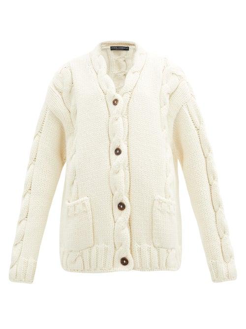 Matchesfashion.com Dolce & Gabbana - Cabled Wool-blend Cardigan - Womens - Ivory
