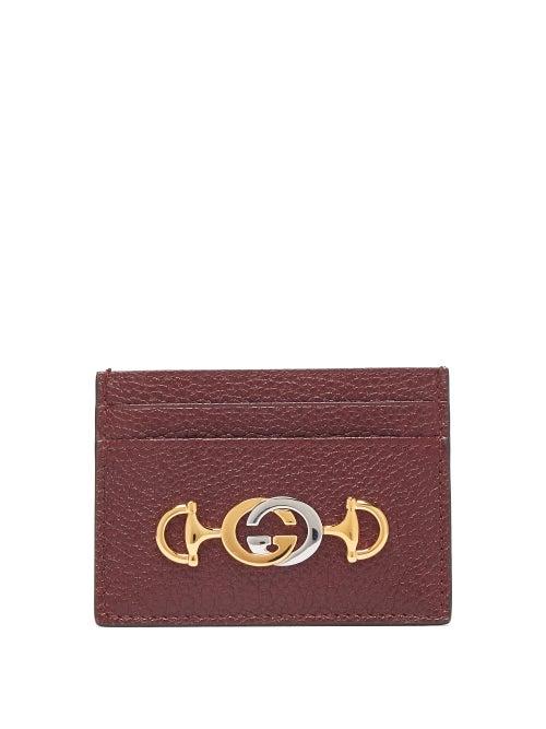 Matchesfashion.com Gucci - Zumi Grained Leather Cardholder - Womens - Burgundy