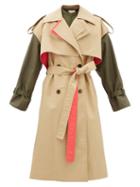 Roksanda - Azuma Colour-blocked Cotton Trench Coat - Womens - Khaki