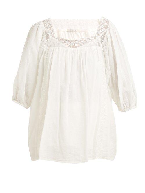 Matchesfashion.com Mes Demoiselles - Hamilton Lace Insert Cotton Voile Tunic Top - Womens - Ivory