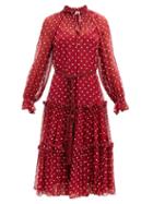 Matchesfashion.com Zimmermann - Ladybeetle Polka Dot-print Crepe Midi Dress - Womens - Red White