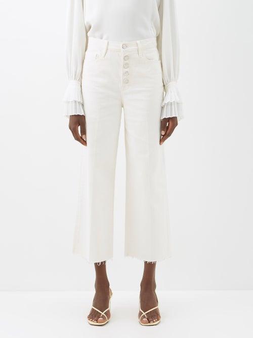 Frame - Frayed Cropped Straight-leg Jeans - Womens - Ecru