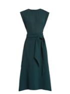 Cefinn Tie-waist Dipped-hem Muslin Midi Dress