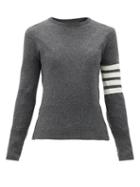 Matchesfashion.com Thom Browne - Four Bar-intarsia Cashmere Sweater - Womens - Grey Multi