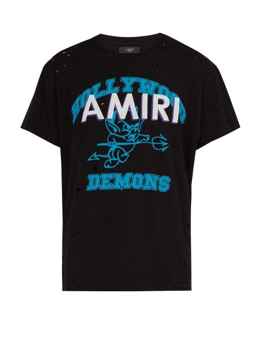 Matchesfashion.com Amiri - Hollywood Demons Print Cotton T Shirt - Mens - Black