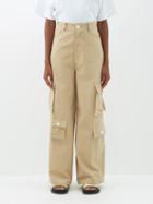The Frankie Shop - Hailey Cotton Oversized Cargo Trousers - Womens - Light Beige