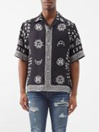 Amiri - Ouija Board-print Silk-twill Short-sleeved Shirt - Mens - Black Multi