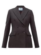 Matchesfashion.com Prada - Double Breasted Wool Blend Jacket - Womens - Dark Grey
