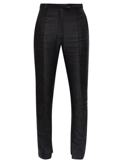 Matchesfashion.com Ann Demeulemeester - Pintucked Slim-leg Wool Trousers - Womens - Black