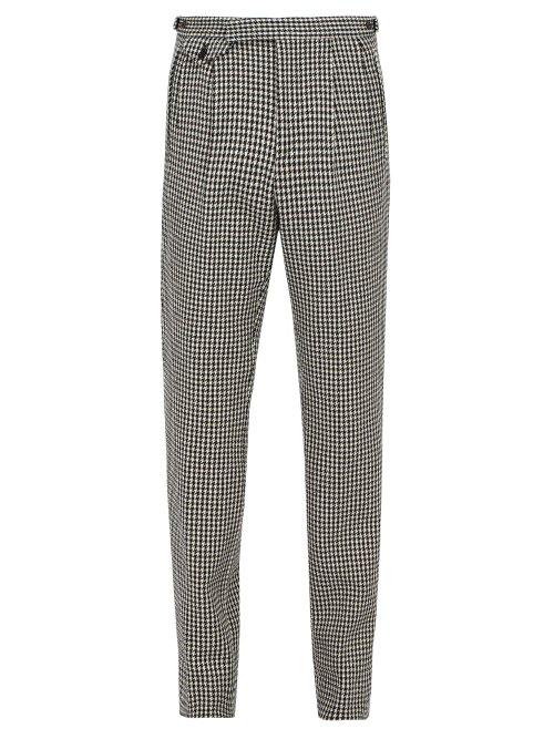 Matchesfashion.com Gucci - Straight Leg Houndstooth Wool Blend Trousers - Mens - Black White