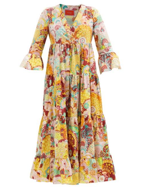 La Doublej - Jennifer Jane Cotton-poplin Maxi Dress - Womens - Yellow Multi