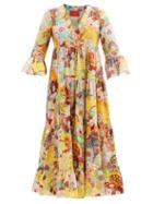 La Doublej - Jennifer Jane Cotton-poplin Maxi Dress - Womens - Yellow Multi