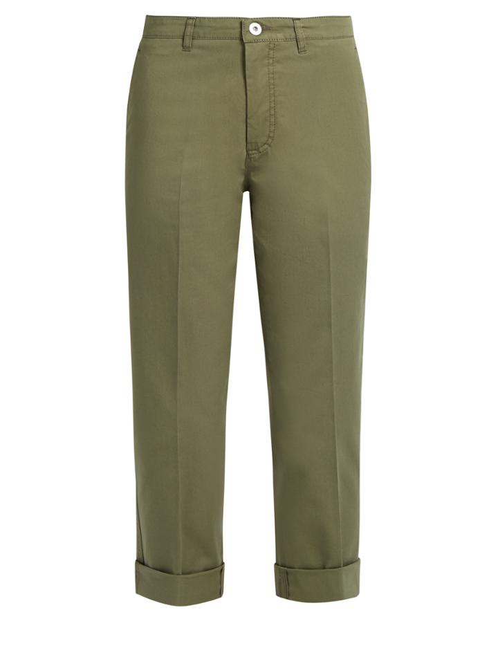 Miu Miu Cropped Cotton-gabardine Chino Trousers