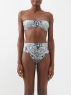 Norma Kamali - Crystal-print Bandeau Bikini Top - Womens - Grey Print