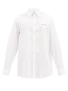 Mens Rtw Valentino - Garden-appliqu Cotton-poplin Shirt - Mens - White