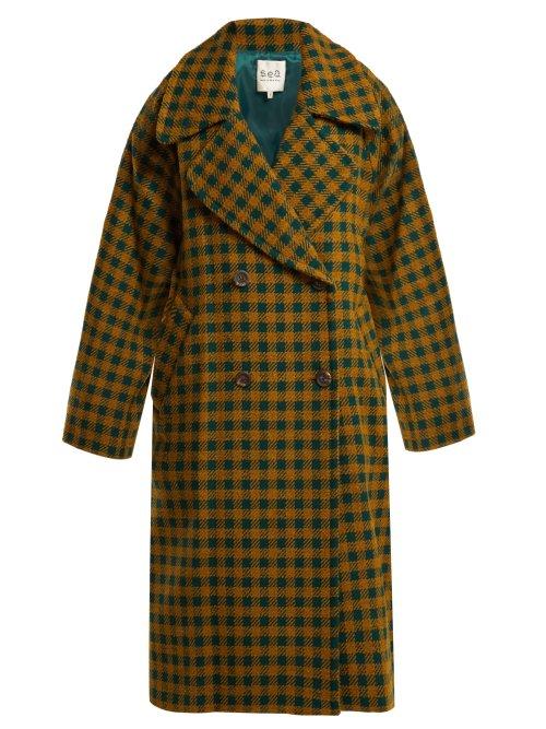 Matchesfashion.com Sea - Ethno Pop Plaid Wool Blend Coat - Womens - Green Multi