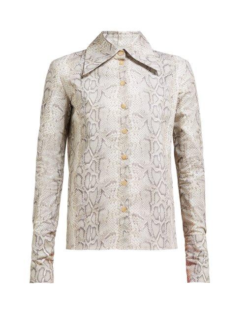 Matchesfashion.com A.w.a.k.e. Mode - Tonie Python Print Cotton Poplin Shirt - Womens - Grey Multi