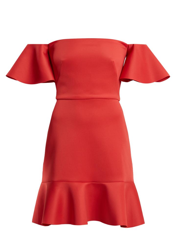 Saloni Amelia Off-the-shoulder Fluted Dress