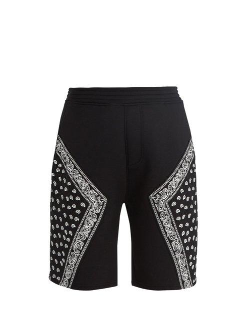 Matchesfashion.com Neil Barrett - Bandana Print Neoprene Shorts - Mens - Black White