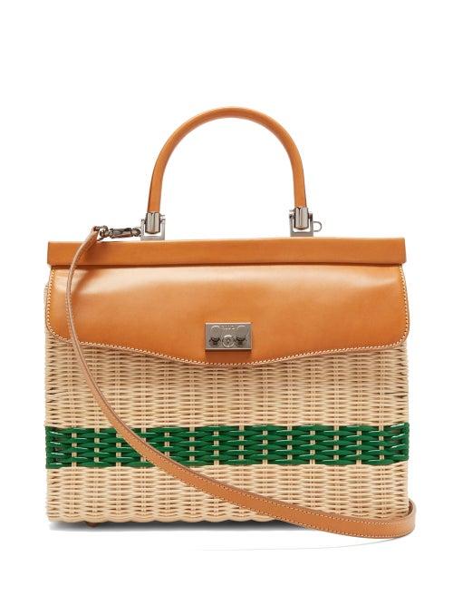 Matchesfashion.com Rodo - Wicker & Leather Box Bag - Womens - Beige Multi