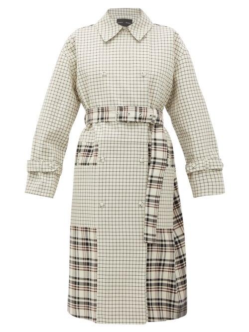 Matchesfashion.com Proenza Schouler - Double-breasted Checked Twill Trench Coat - Womens - Cream Multi