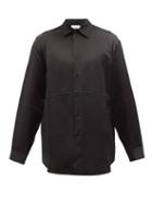 Jil Sander - Pleated Satin Shirt - Mens - Black