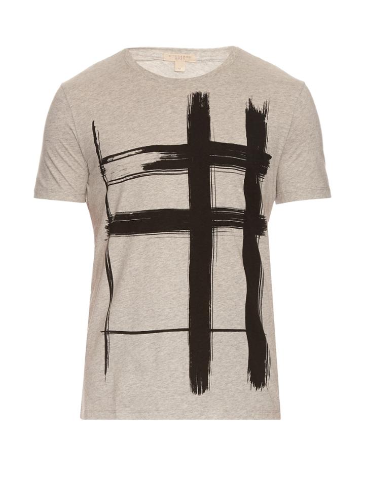 Burberry Brit Brushstroke-checked Print Cotton T-shirt