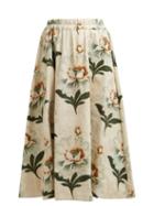 Matchesfashion.com By Walid - Daisy Floral Print Cotton Canvas Midi Skirt - Womens - Green Print