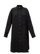 Marques'almeida - Detachable-cuff Linen-blend Satin Shirt Dress - Womens - Black