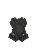 Matchesfashion.com Dents - Henley Touchscreen Compatible Leather Gloves - Mens - Black
