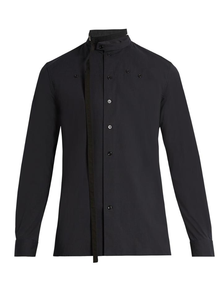 Raf Simons Belted-neck Cotton-blend Poplin Shirt