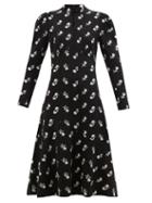 Erdem - Tillie Floral-embroidered Jersey Dress - Womens - Black
