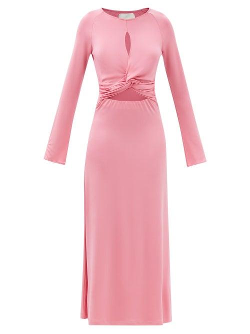 Racil - Shirin Twisted Satin Maxi Dress - Womens - Pink