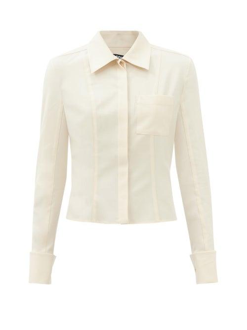 Jacquemus - Pina Panelled Wool-blend Crepe Shirt - Womens - Ivory