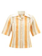 Wales Bonner - Sunrise Gradient-stripe Cotton-blend Shirt - Womens - Orange Multi