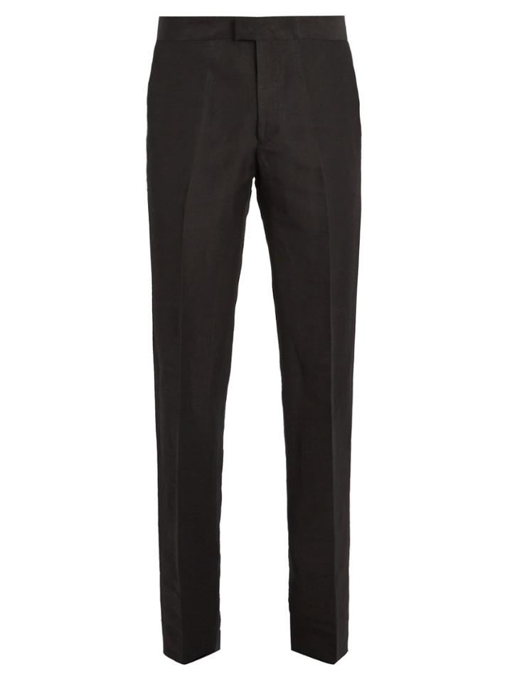 Wales Bonner Tuxedo Contrast-panel Linen-blend Trousers