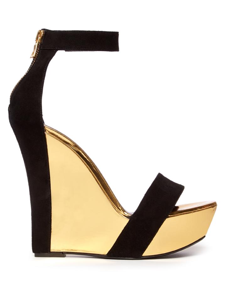 Balmain Bi-colour Leather And Suede Wedge Sandals