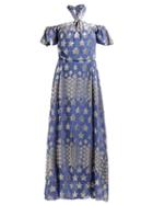Matchesfashion.com Temperley London - Hetty Fil Coup Silk Blend Dress - Womens - Blue Multi