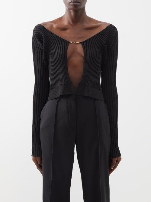 Jacquemus - Pralu Ribbed-knit Cardigan - Womens - Black