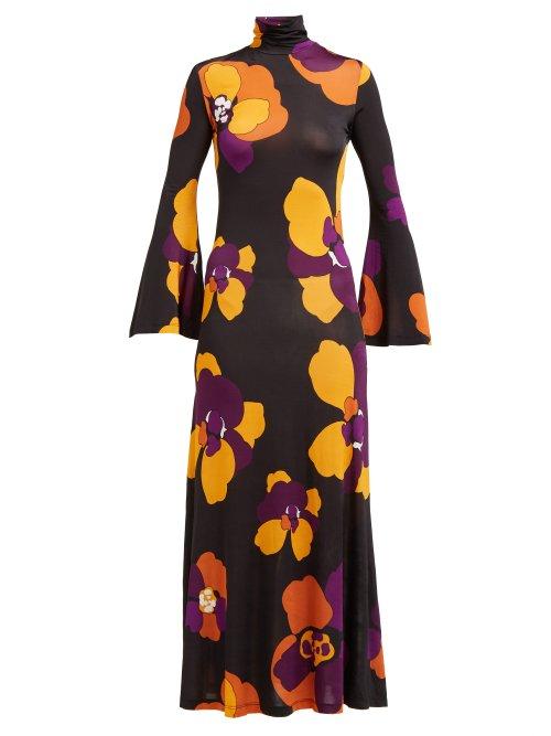 Matchesfashion.com Dodo Bar Or - Brigitte Floral Print Maxi Dress - Womens - Black Multi